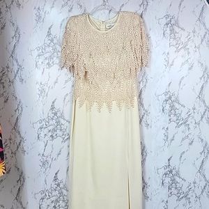 Vintage Cattiva New York Lace Layered Top Ivory Bridal Dress Size 16 FITS LIKE 8